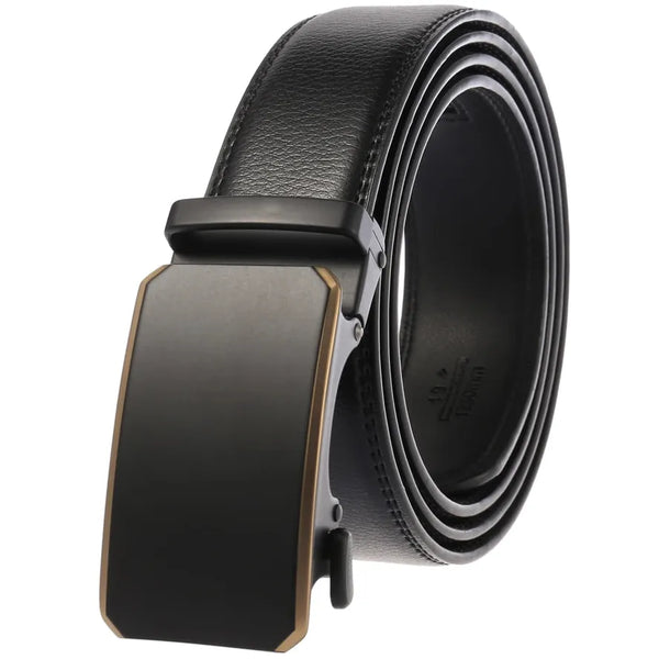 HKM-824467 Automatic Ratchet Buckle Cowhide Leather Belt for Men - Model LY36-22032-1