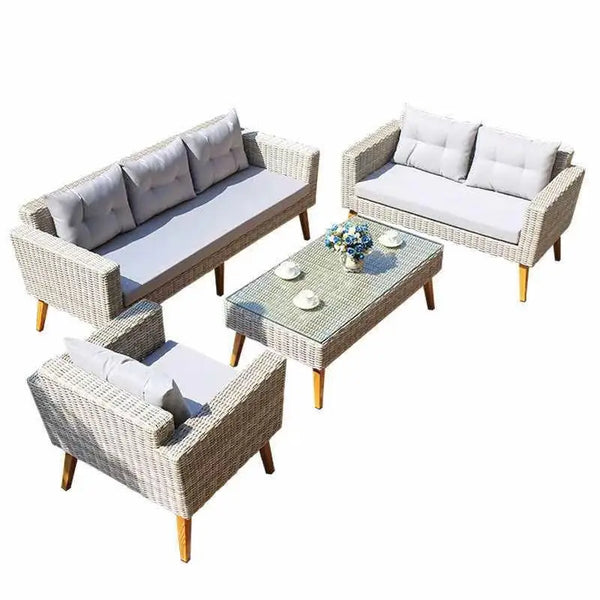 HKM-824467 Modern Outdoor Rattan Sofa Set for Stylish Garden and Patio Living