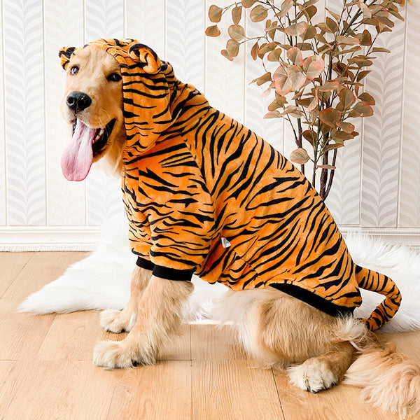 HKM-8245053 Golden Retriever Autumn & Winter Tiger Pet Costume - Warm Polyester Clothing