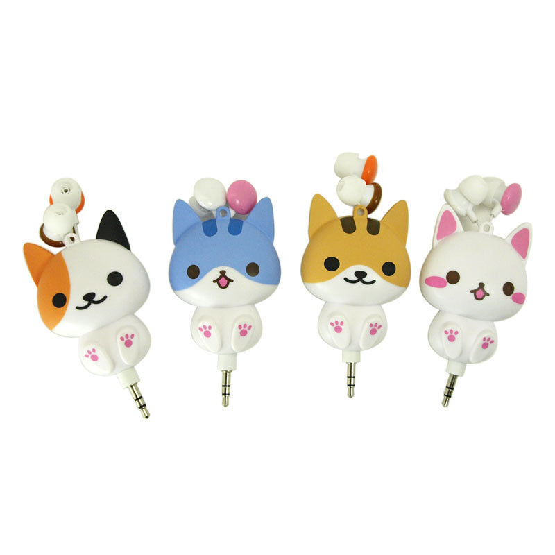HKM-824787 Flower Cat Telescopic Earphones with 3.5 Inch Universal Jack - Retractable Headset