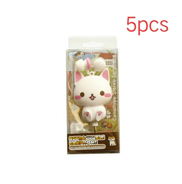 HKM-824787 Flower Cat Telescopic Earphones with 3.5 Inch Universal Jack - Retractable Headset