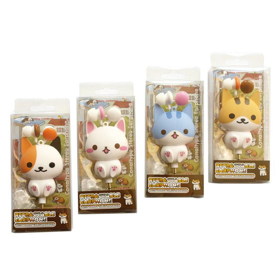 HKM-824787 Flower Cat Telescopic Earphones with 3.5 Inch Universal Jack - Retractable Headset