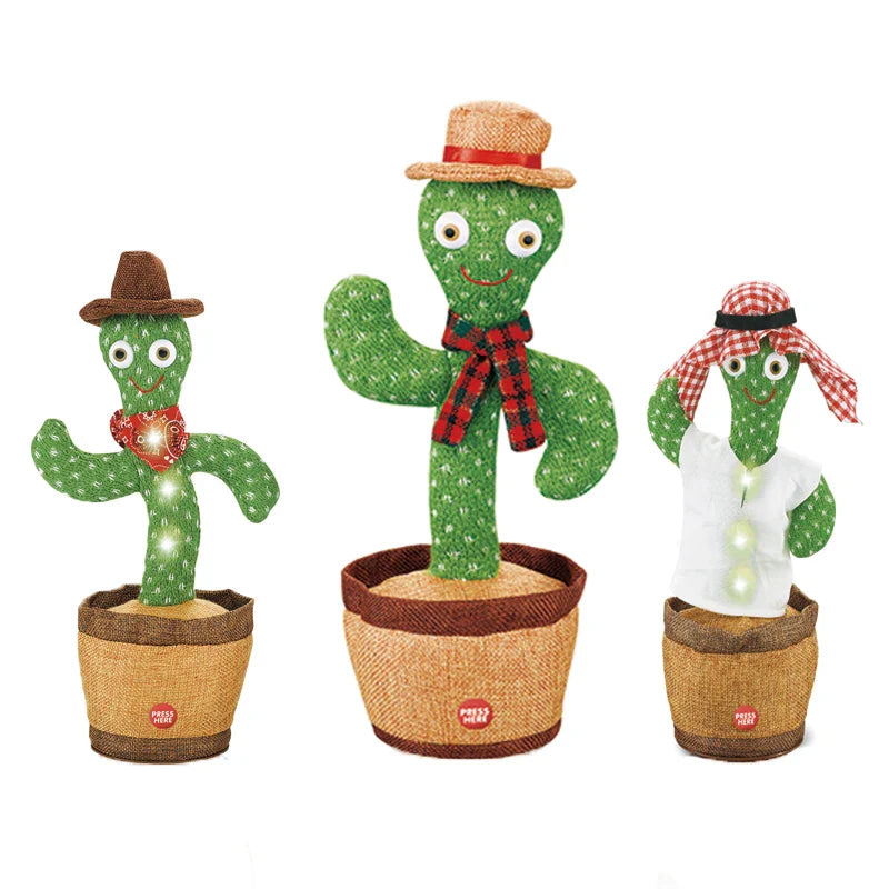 HKM-824851 Electric Dancing Plush Cactus Toy with Singing, Light & Wriggling Features for Kids