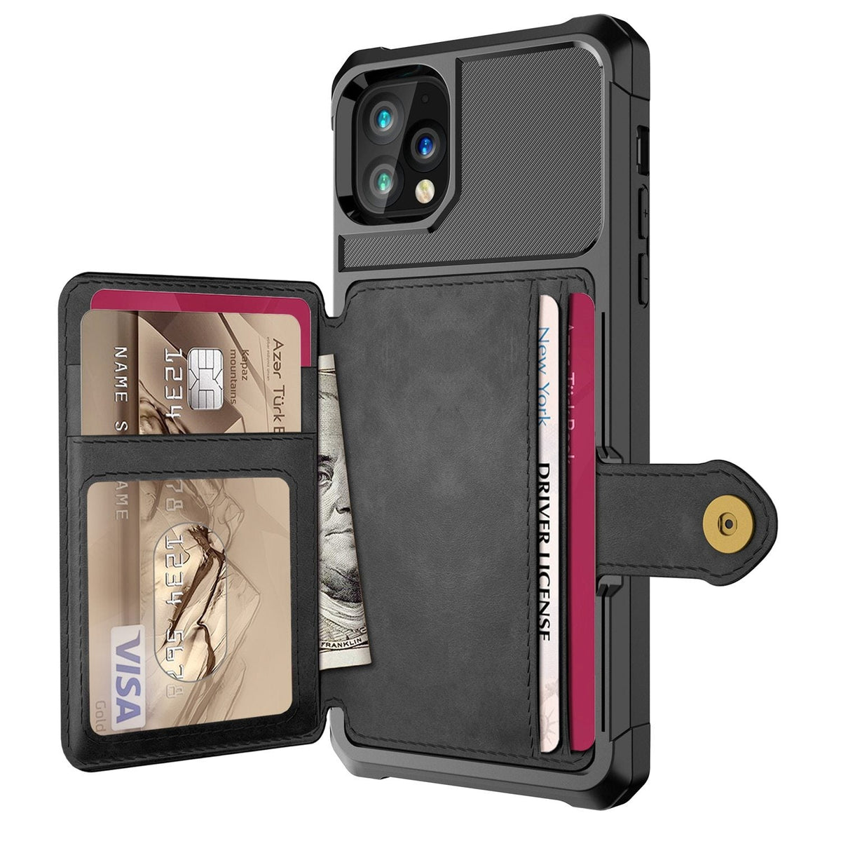 HKM-824851 Imitation Leather Back Cover Card Wallet Holder for Phones