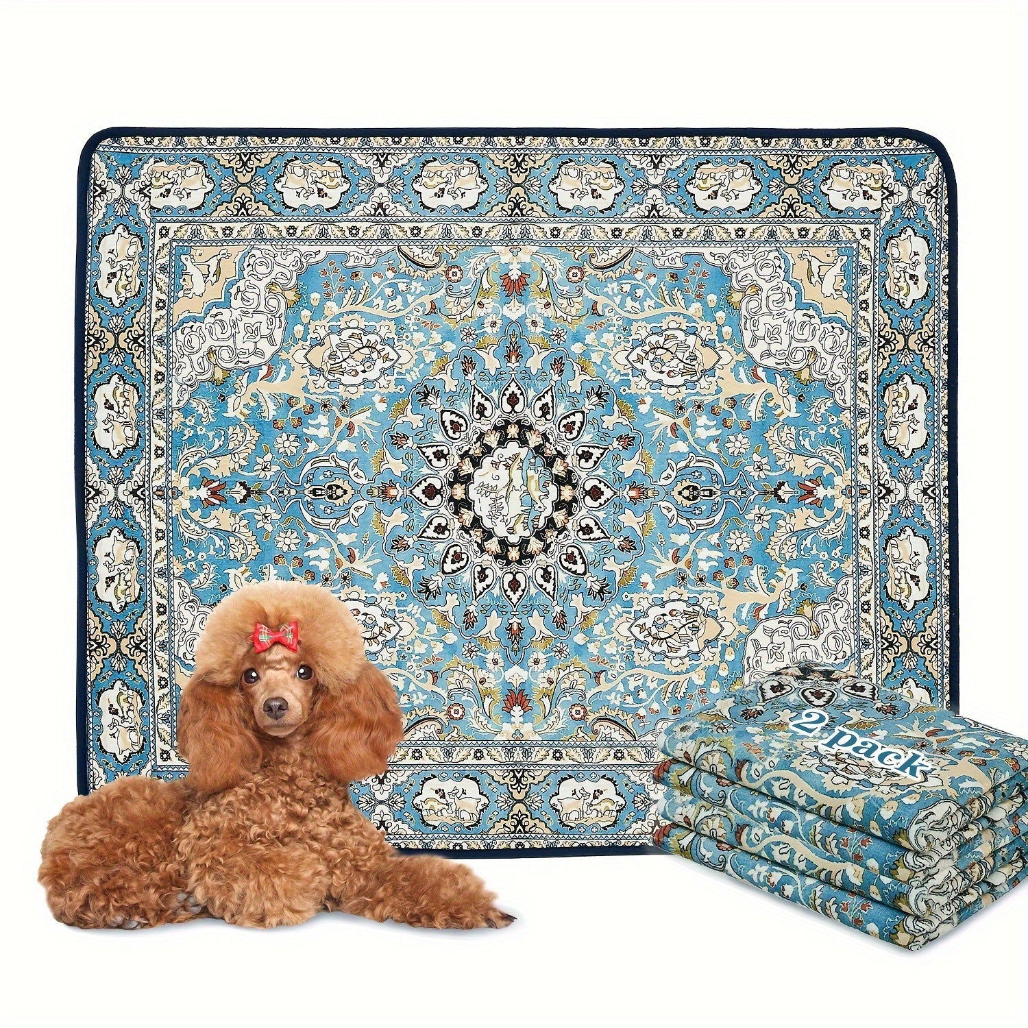 HKM-8248893 Bohemian Style Stain Resistant Pet Mat for Easy Urine Care - 40*60cm Crystal Velvet