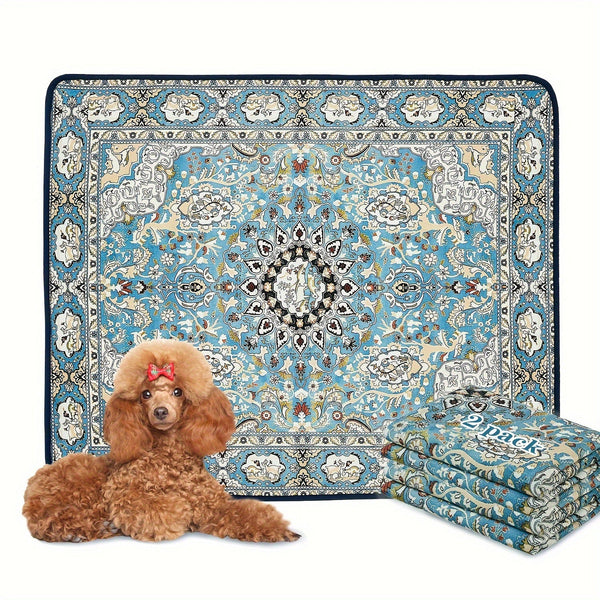 HKM-8248893 Bohemian Style Stain Resistant Pet Mat for Easy Urine Care - 40*60cm Crystal Velvet