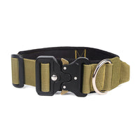 HKM-8249021 Heavy-Duty Tactical Pet Collar for Large Dogs - Adjustable Sizes in Black, Gray, Army Green, and Khaki