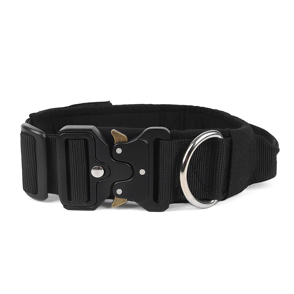 HKM-8249021 Heavy-Duty Tactical Pet Collar for Large Dogs - Adjustable Sizes in Black, Gray, Army Green, and Khaki