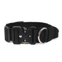 HKM-8249021 Heavy-Duty Tactical Pet Collar for Large Dogs - Adjustable Sizes in Black, Gray, Army Green, and Khaki