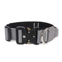 HKM-8249021 Heavy-Duty Tactical Pet Collar for Large Dogs - Adjustable Sizes in Black, Gray, Army Green, and Khaki