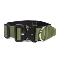 HKM-8249021 Heavy-Duty Tactical Pet Collar for Large Dogs - Adjustable Sizes in Black, Gray, Army Green, and Khaki