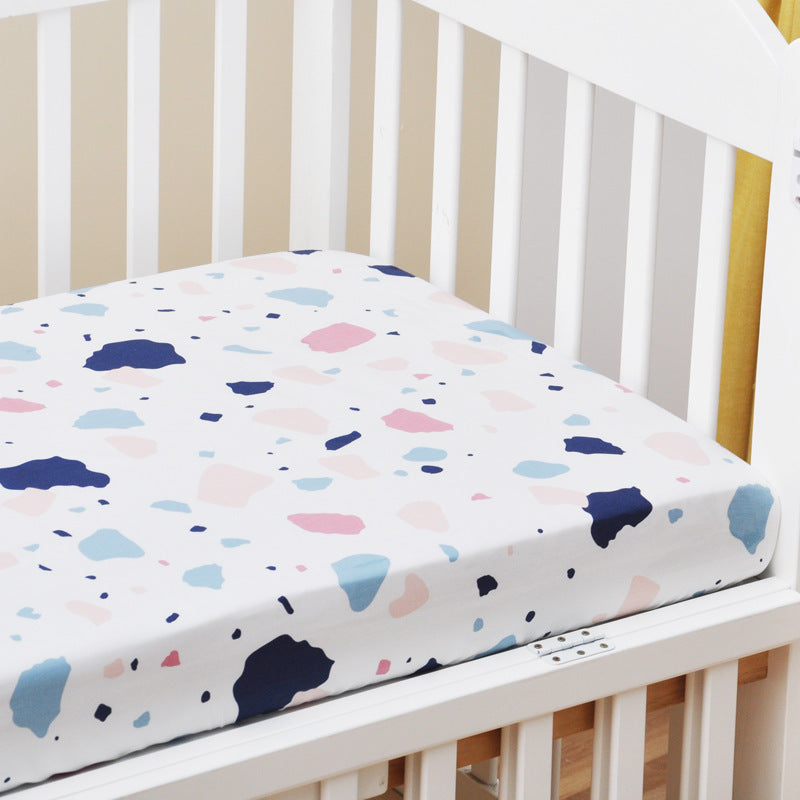HKM-824915 Cotton Baby Bed Sheet Set with Cartoon Designs - 3-Piece Bedding for Infants