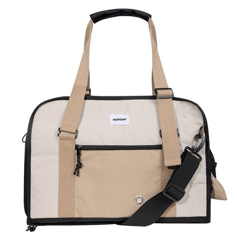 HKM-8249277 Outdoor Portable One-Shoulder Crossbody Cat Pet Bag - Breathable Light Canvas in Various Colors