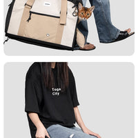 HKM-8249277 Outdoor Portable One-Shoulder Crossbody Cat Pet Bag - Breathable Light Canvas in Various Colors