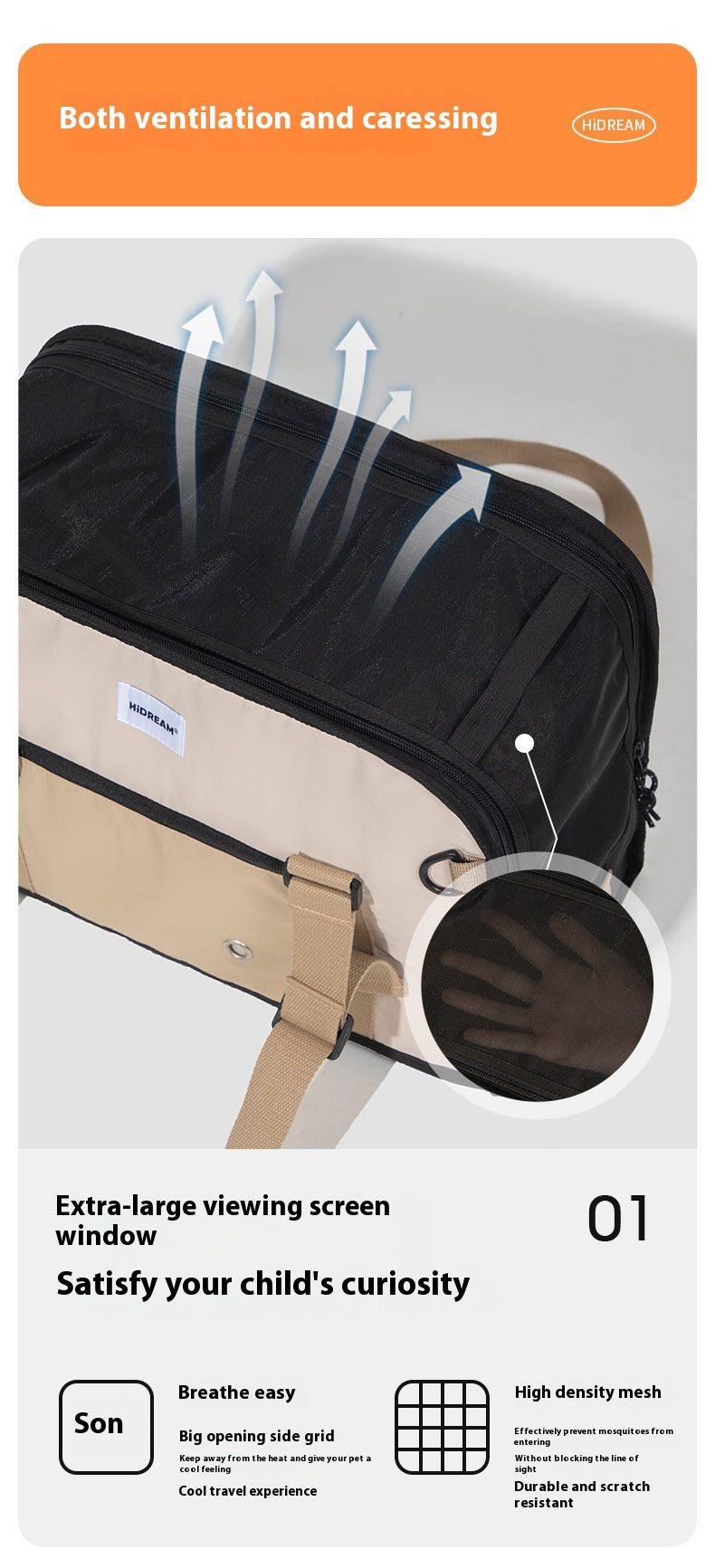HKM-8249277 Outdoor Portable One-Shoulder Crossbody Cat Pet Bag - Breathable Light Canvas in Various Colors
