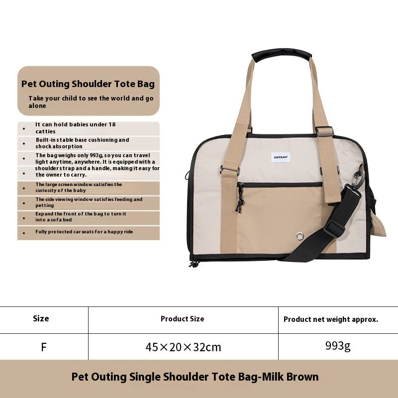 HKM-8249277 Outdoor Portable One-Shoulder Crossbody Cat Pet Bag - Breathable Light Canvas in Various Colors