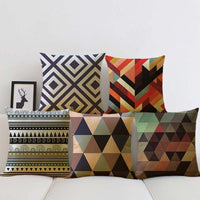 HKM-824979 Nordic Geometric Abstract Linen Cushion Cover - Solid Color, 45x45cm