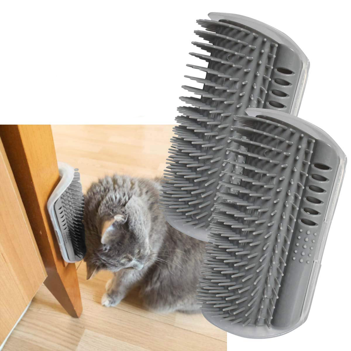 HKM-8250301 Self-Grooming Cat Brush Arch for Shedding and Massage - Interactive Corner Groomer for Dogs and Cats