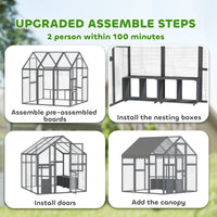 HKM-8250685 Large Wooden Chicken Run with Waterproof Cover for 6-8 Chickens - 33 sq ft Backyard Habitat