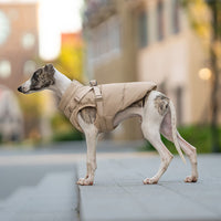 HKM-8251581 Warm Thick Windproof Dog Clothes in Smoke Powder and Khaki Beige ¨C Sizes S to 5XL