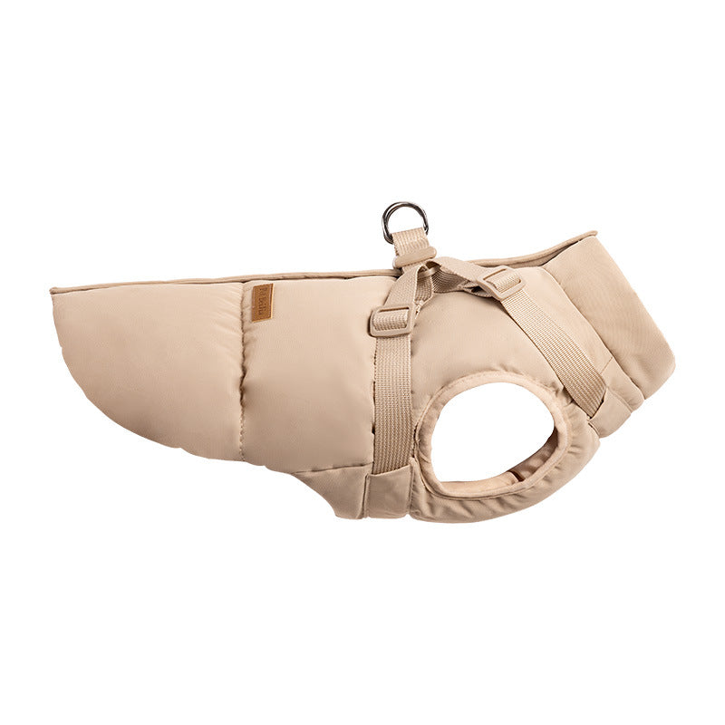HKM-8251581 Warm Thick Windproof Dog Clothes in Smoke Powder and Khaki Beige ¨C Sizes S to 5XL