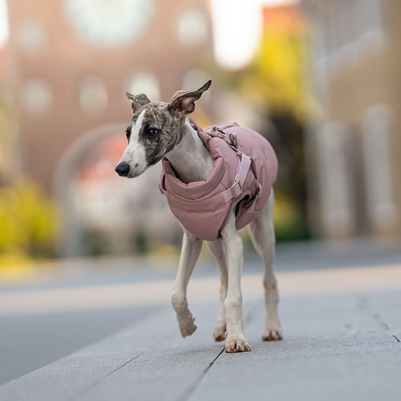 HKM-8251581 Warm Thick Windproof Dog Clothes in Smoke Powder and Khaki Beige ¨C Sizes S to 5XL