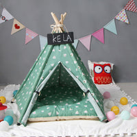 HKM-8251837 Cozy Green Triangle Pet Tent Kennel with Optional Cushion - Assembled Dog/Cat Nest