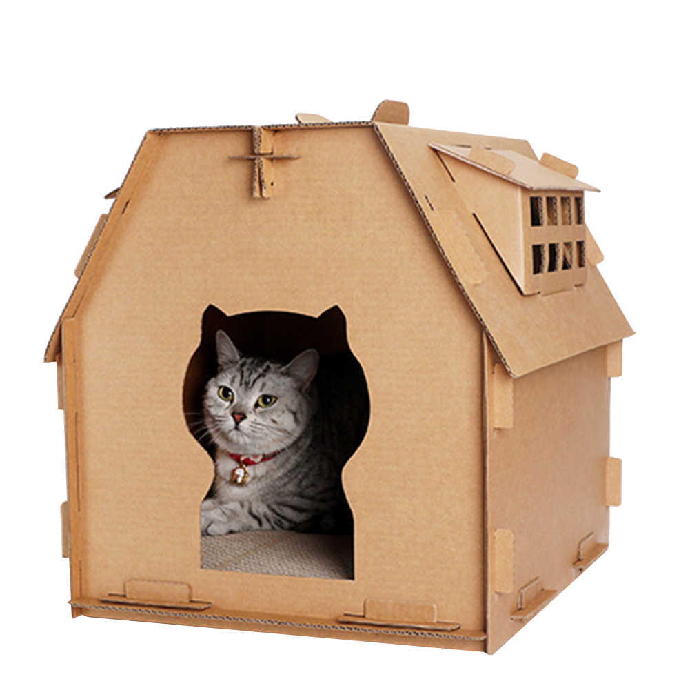 HKM-8252093 Corrugated Paper Cat House with Honeycomb Design for Comfortable Play and Relaxation