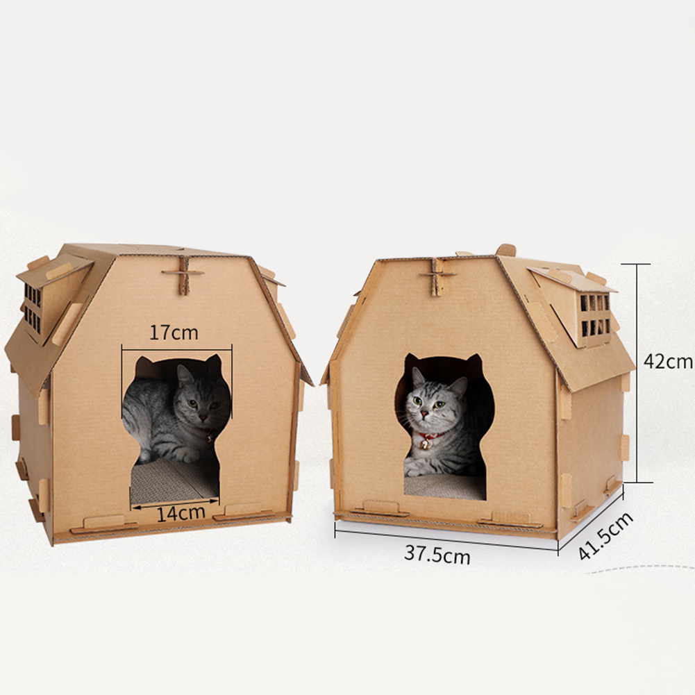 HKM-8252093 Corrugated Paper Cat House with Honeycomb Design for Comfortable Play and Relaxation