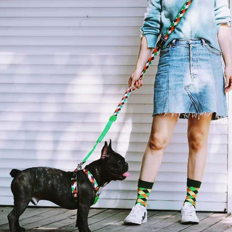 HKM-8252605 Multifunctional Adjustable Dog Traction Rope with Shock Absorption and Three-Way Grip System