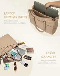 HKM-825299 Large Capacity Nylon Tote Bag for Work, Travel, and Office Use - 17in Computer Shoulder Briefcase
