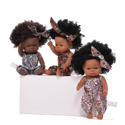 HKM-825427 33cm African Baby Doll Clothes Set for Kids - Soft Vinyl Fashion Doll Apparel for Creative Play