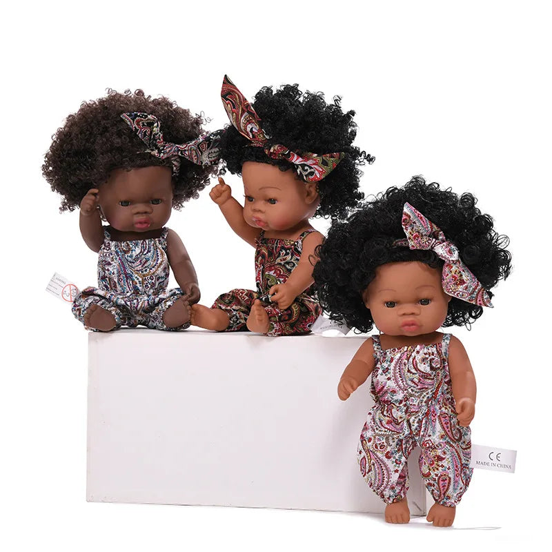 HKM-825427 33cm African Baby Doll Clothes Set for Kids - Soft Vinyl Fashion Doll Apparel for Creative Play