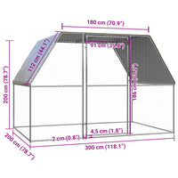 HKM-8254397 Galvanized Outdoor Chicken Coop Enclosure 3x2x2 m with Lockable Gate