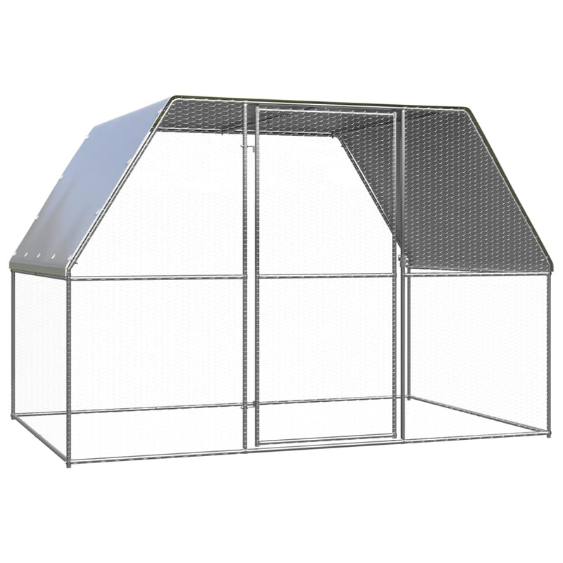 HKM-8254397 Galvanized Outdoor Chicken Coop Enclosure 3x2x2 m with Lockable Gate