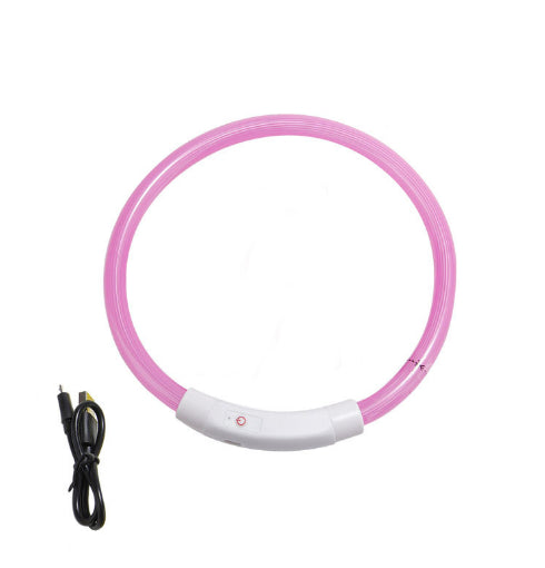 HKM-8254781 Luminous LED Silicone Pet Collar with USB Rechargeable Light Modes