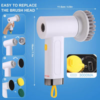HKM-825491 Electric 4-in-1 Kitchen and Bathroom Cleaning Brush with Spin Scrubber for Efficient Dishwashing and Sink Cleaning