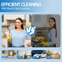 HKM-825491 Electric 4-in-1 Kitchen and Bathroom Cleaning Brush with Spin Scrubber for Efficient Dishwashing and Sink Cleaning