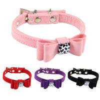 HKM-8255037 Fashionable Flannelette Dog Collar with Bow Tie - Velvet Fabric, Red, Pink, Purple, Sizes S & M