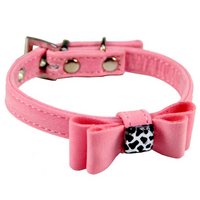 HKM-8255037 Fashionable Flannelette Dog Collar with Bow Tie - Velvet Fabric, Red, Pink, Purple, Sizes S & M