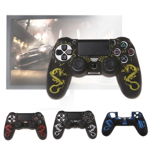 HKM-825619 Dragon Pattern Silicone Rubber Sleeve for PS4 Controller - Protective Cover in Multiple Colors