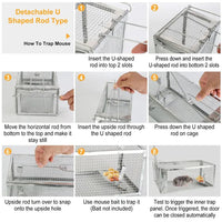 HKM-8256445 Humane Live Rodent Trap Cage - 2 Pack Galvanized Iron Mice & Rat Control with Auto-locking Door
