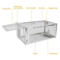 HKM-8256445 Humane Live Rodent Trap Cage - 2 Pack Galvanized Iron Mice & Rat Control with Auto-locking Door