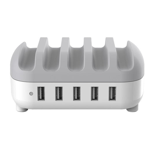 HKM-825811 5-Port USB Charging Station with Intelligent Chip Identification, 40W Output, Available in White and Black