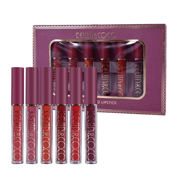 HKM-826131 6-Color Lip Glaze Set with Multivitamins for Bright Glossy Lips