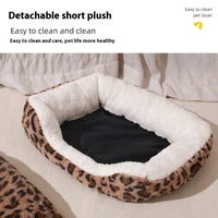 HKM-8261821 Four Seasons Universal Warm Thickened Pet Bed for Cats and Dogs in Leopard Print