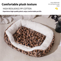 HKM-8261821 Four Seasons Universal Warm Thickened Pet Bed for Cats and Dogs in Leopard Print