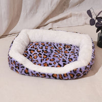 HKM-8261821 Four Seasons Universal Warm Thickened Pet Bed for Cats and Dogs in Leopard Print