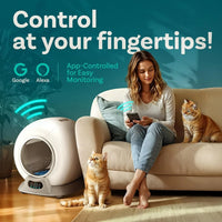 HKM-826195 WiFi Enabled Automatic Cat Litter Box with Safety Sensors and Odor Control for Multiple Cats