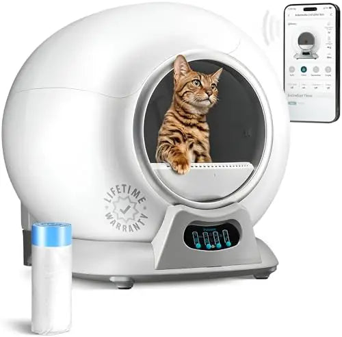 HKM-826195 WiFi Enabled Automatic Cat Litter Box with Safety Sensors and Odor Control for Multiple Cats